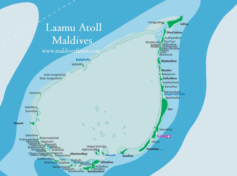 Laamu Atoll Map In Maldives